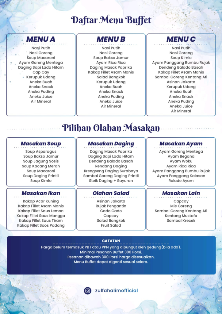 Daftar Menu Buffet